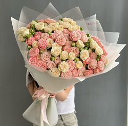 25 кустовых роз микс